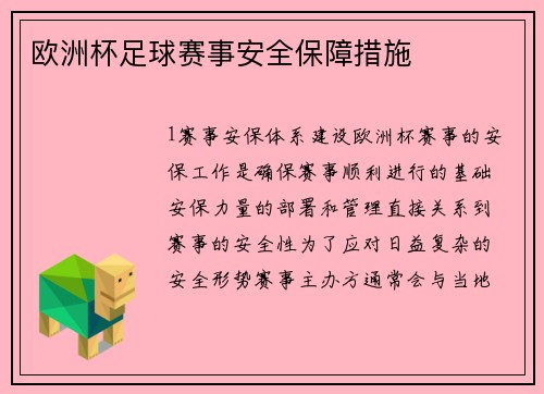 欧洲杯足球赛事安全保障措施